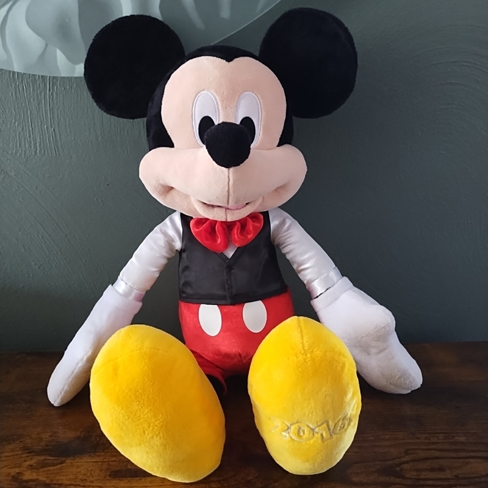 Disney Mickey Mouse Large Plush Stuffed 22" 2016 - Red Bow Tie Black Vest
